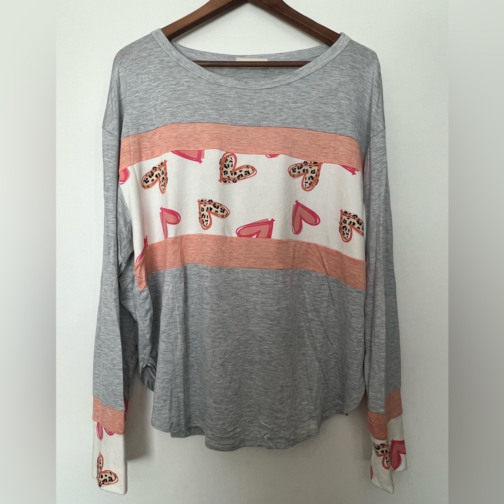 Leopard Heart Long Sleeve top
